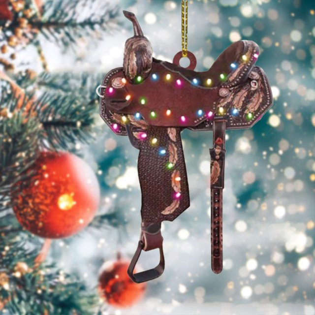 Riforla Customized Logo Leather Horse Riding Western Saddles Christmas Tree Christmas Tree Ornament Christmas Tree Pendants Hanging Pendants for Christmas Holiday Party Home Decor Hangs H