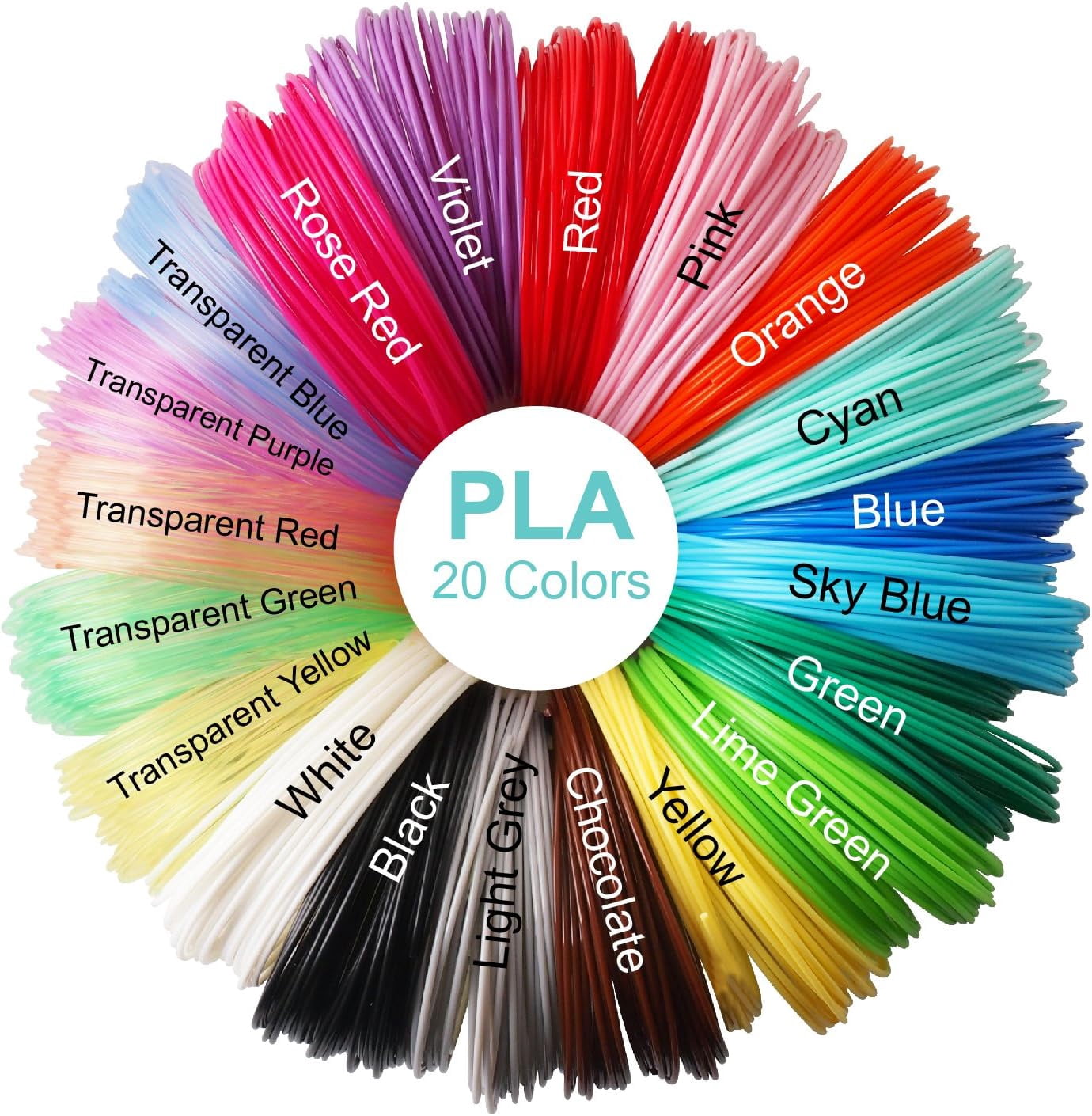 3D Pen PLA Filament Refills, 20 Colors, 20 Feet Each Color, Total 400 Feet by , Support for All 1.75mm 3D Printer and 3D Pen, Not Fit for Pen
