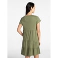 thumbnail image 5 of Time and Tru Women's Tiered Cotton Mini Dress with Short Sleeves, Sizes XS-XXXL, 5 of 5