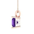 thumbnail image 3 of 2.0 ct Brilliant Princess Cut Solitaire Natural Amethyst 14k Rose Solid Gold Everyday Affordable Designer Necklace Pendant with 16" Chain, 3 of 7
