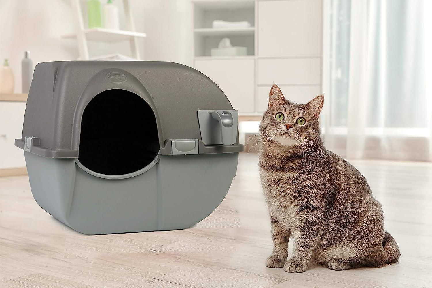 Omega Paw Roll 'n Clean Cat Litter Box Large Grey