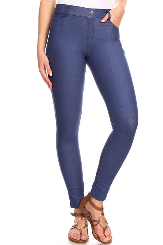 Women's Cotton Blend Full Length Jeggings Stretchy Skinny Pants Jeans ...