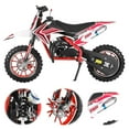 thumbnail image 4 of Fompes Gas Dirt Bike, 49CC 2-Stroke Gas Powered Mini Bike, Off Road Mini Motorcycle with Off-Road Tires, Shock Absorption Springs, Soft Seat Cushion, Max Speed 30KM/H (Red), 4 of 17