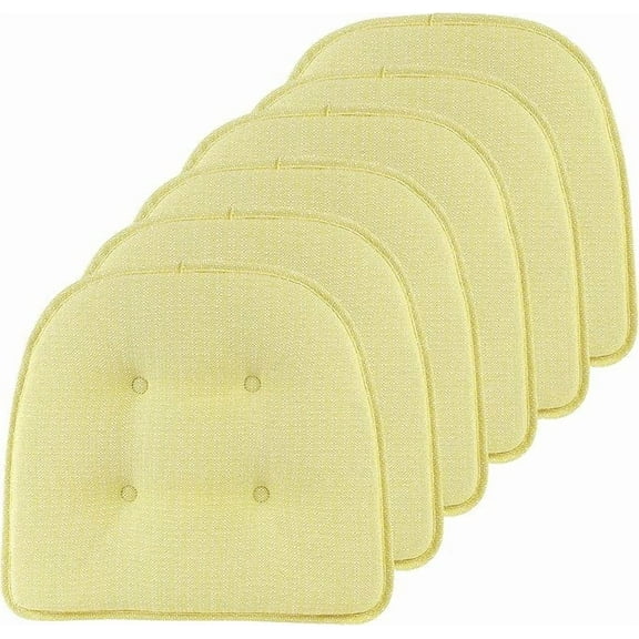 Klear Vu Omega Non-Slip Universal Chair Cushions for Dining Room, Kitchen and Office Use, U-Shaped Skid-Proof Seat Pad, 15x16 Inches, 6 Pack, 08 Yellow