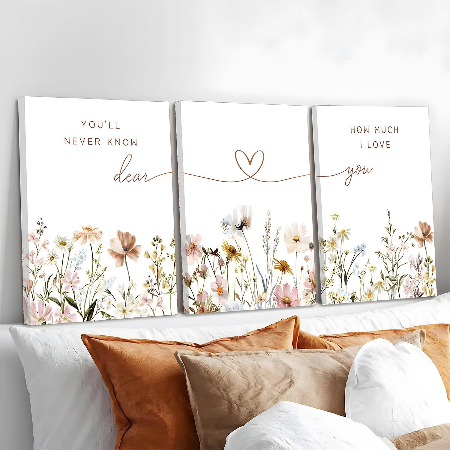 3Pcs Wildflower Nursery Canvas Wall Art Flower Botanical Sentence Poster Painting Picture Wall Decor Boho Girl Nurseries Print Artwork for Nursery Baby Room Living Room Bedroom Home Decoration12x16in