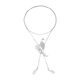 thumbnail image 1 of Collar largo de suéter único de Bargains, ajustable, con colgante simple de 31.89" en tono plateado blanco, 1 of 5