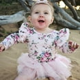 thumbnail image 5 of Franhais Baby Girl Romper Dress Set,Flower Printed Tulle Ruffle Jumpsuit + Bowknot Headband Outfits, 5 of 6