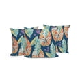 thumbnail image 3 of Set of Three 16" X 16" Blue and Orange Botanical Indoor Outdoor Throw Pillow, 3 of 5