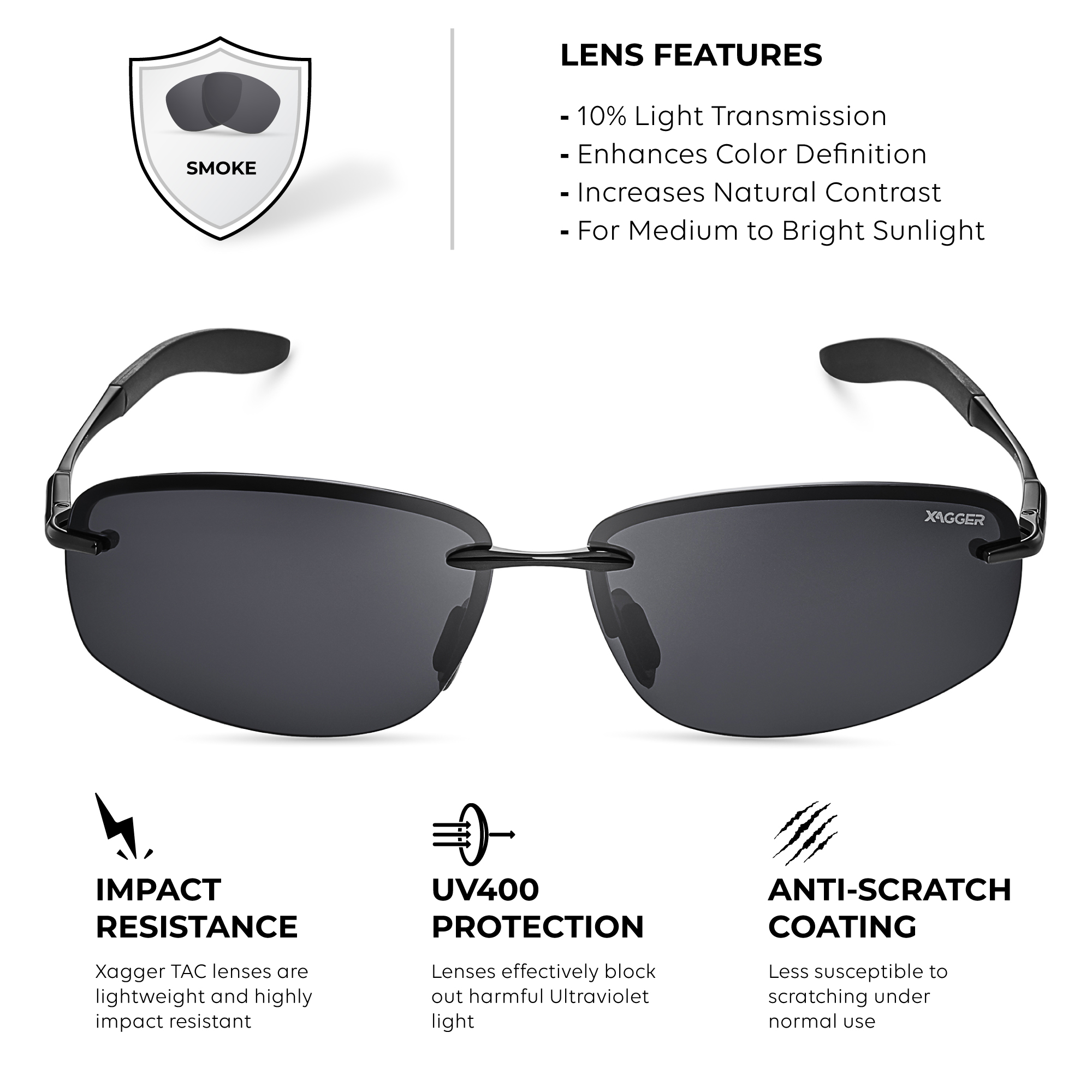 Xagger Polarized Rimless Driving Sunglasses for Men photo 2