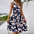 thumbnail image 2 of Dresses For Women 2025 Elegant Classy, Floral Casual V Neck Sleeveless Tunic Tank Dress Cocktail Wedding Guest Beach Vacation Sundress Long Dresses Red Athletic Dresses Casual (L, Dark Blue) ZMTing, 2 of 5