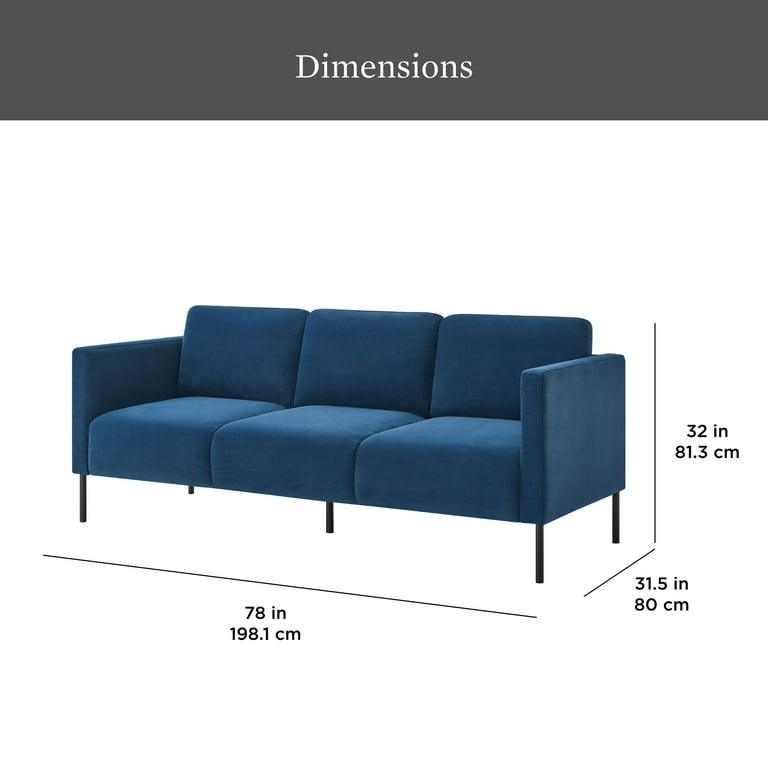 Better Homes & Gardens Wyatt Velvet Sofa, Blue Cove - Walmart.com