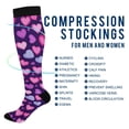 thumbnail image 4 of Haosy Compression Socks for Men Women Knee High Running Socks for Nurse Hiking Recovery Travel Athletic 2 Pairs Pink and Purple Hearts, 4 of 9