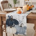 thumbnail image 2 of Navy Blue Fall Cotton Linen Rectangle Table Runners 13"x48", Thanksgiving Pumpkin Vintage Botanical Coffee Table Runner Dresser Scarves Luxury Table Runners for Wedding Party Banquet Dinner Decor, 2 of 8
