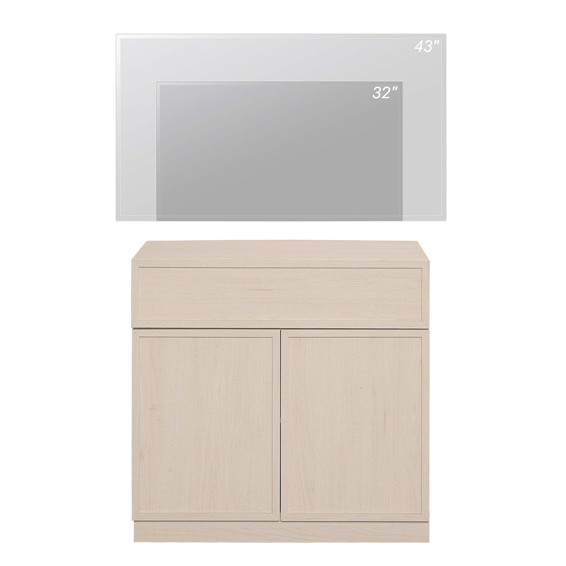 WAMPAT Modern TV Stand for TVs Up to 40", Wooden Entertainment Center TV Console with 2 Doors and Drawer, Media Console Cabinet with Adjustable Shelf for Living Room, Bedroom, Beige