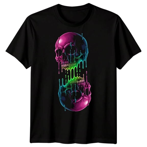 Melting Skull Graphic Art Mens T-Shirt Dripping Design