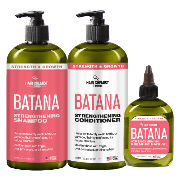 Hair Chemist Batana Strengthening Shampoo Conditioner, Hair Oil Set. (3-PC SET)