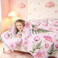 thumbnail image 3 of Homewish Kawaii Plant Mushrooms Full Size Comforter Sets,Cute Pink Floral Leaves Bedding Comforter Set,Pink Reversible,3-Piece,1 Comforter and 2 Pillowcases, 3 of 7