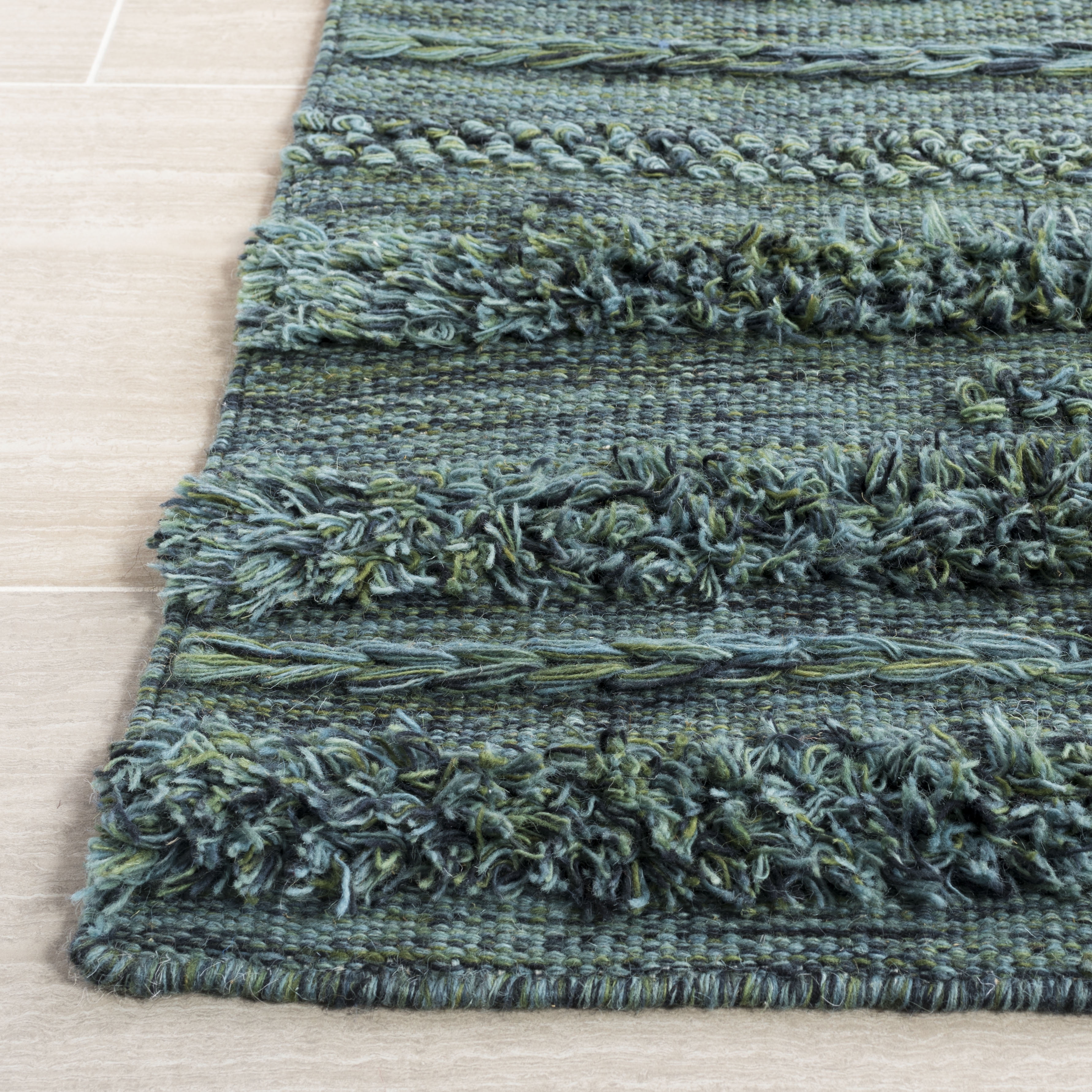 SAFAVIEH Vermont Zavanna Striped Area Rug, Dark Green/Black, 9' x 12'