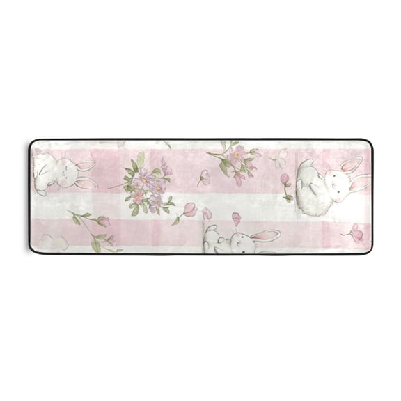 Pink Cute Runner Rug for Hallways Kitchen Non Slip 2'x 6' Washable Hall Carpet for Bedroom Entryway Laundry Room