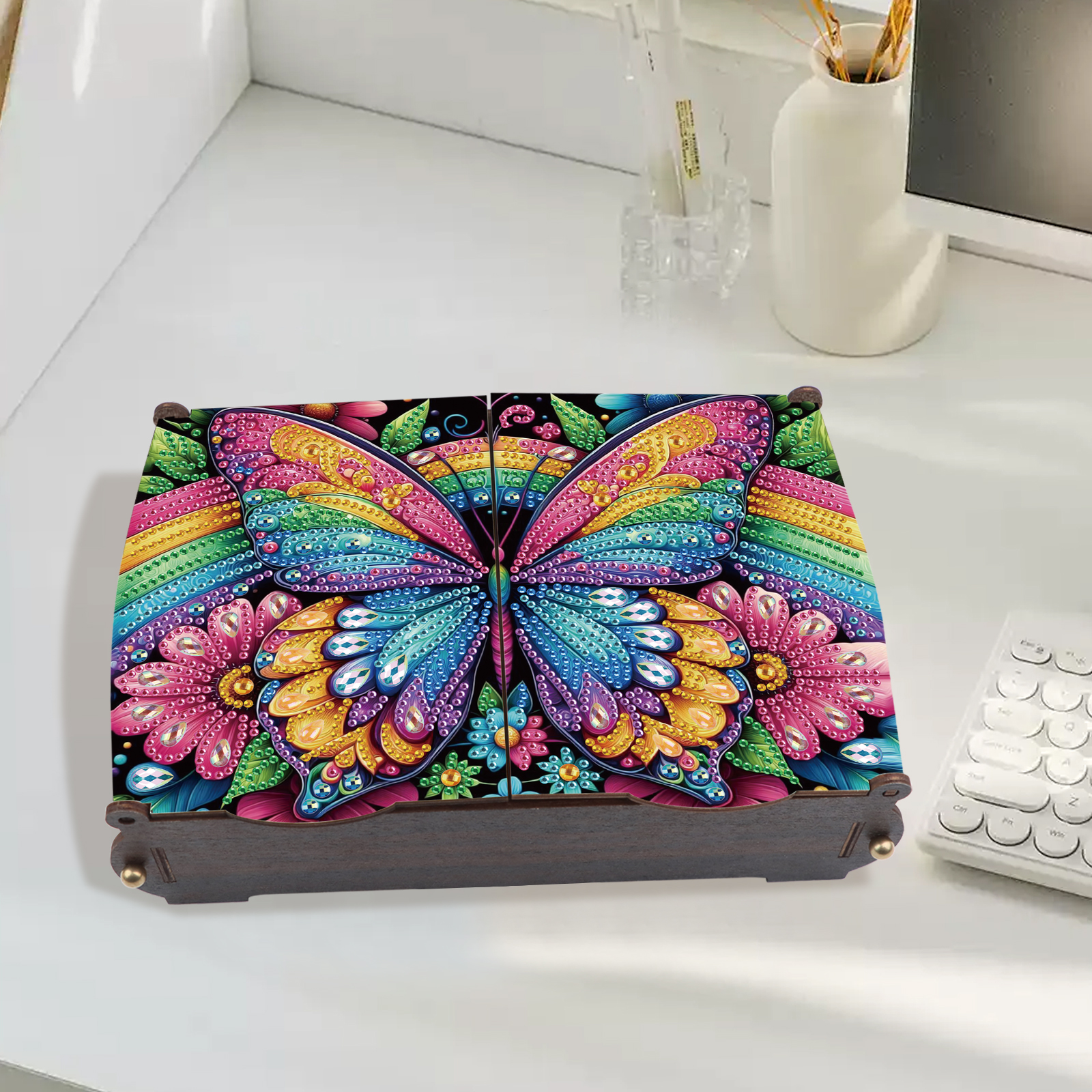Diamond Painting Kit Storage Box Colorful Butterfly DIY Multi-Purpose Craft Storage Box Ideal for Home Offices and Holiday Gifts