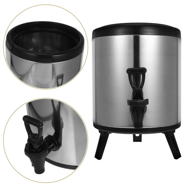 Luxshiny Distributeur de Boissons Isolé Usage Commercial Argent Plaqué Acier Inoxydable 304 Grande Capacité