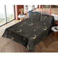 thumbnail image 4 of Ambesonne Celestial Fitted & Flat Sheet with Shams 4 Pcs Set, Outer Space Moon Orbit, Calking, Charcoal Grey Pale Yellow, 4 of 5