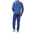 thumbnail image 3 of hajo conjunto de pijama para hombre - largo, puños, cuello en V, Klima-Light, mezcla de algodón Azul M (Medium), 3 of 3