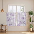 thumbnail image 2 of Purple White Floral Tier Curtains 54 Inch Length, Spring Botanical Leaves Farmhouse Cafe Short Curtains for Bathroom Over Sink, Small Kitchen Curtain Light Filtering Drapes 2 Panels 27.5"Wx54"L, 2 of 8