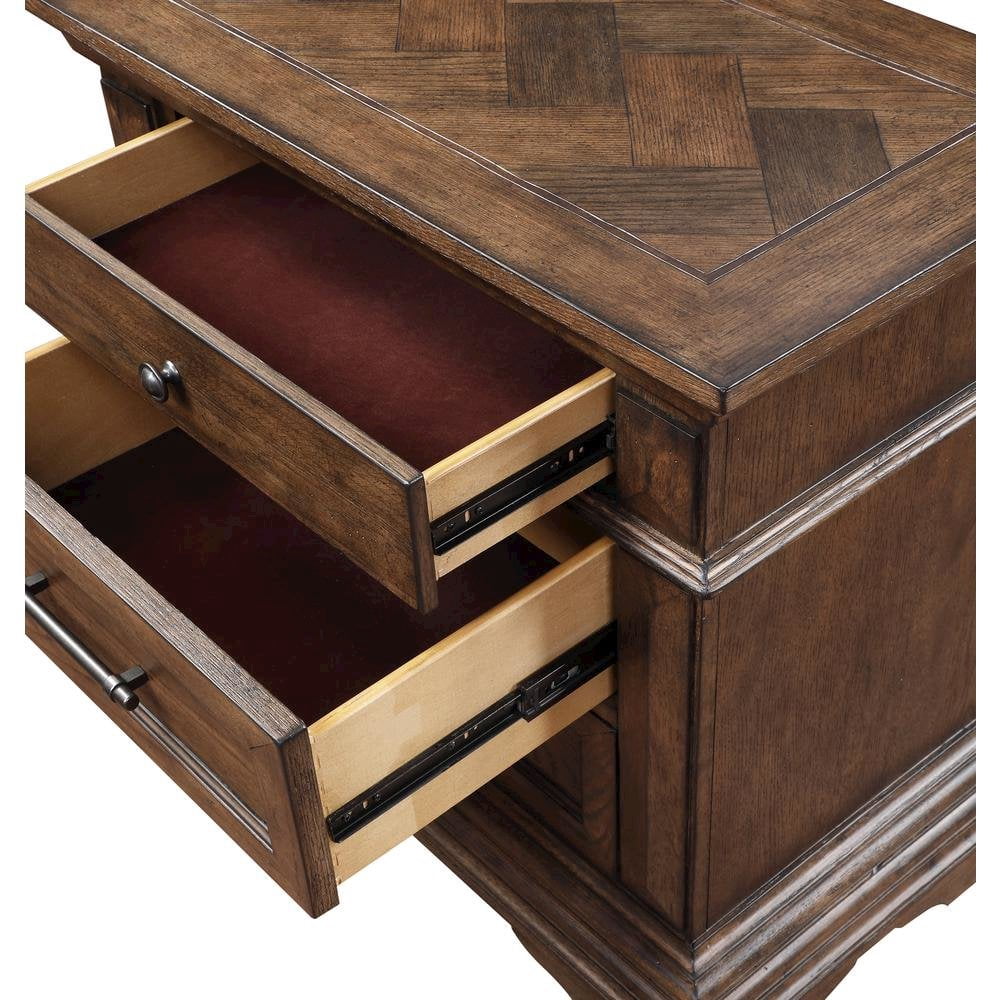 Wood Nightstand with Drawers – Classic 3 Drawer Nightstand in Brown
