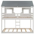 thumbnail image 6 of CLEARANCE! Twin Over Twin Bunk Bed Wood Bed with Roof, Window, Guardrail, Ladder (White), 6 of 9