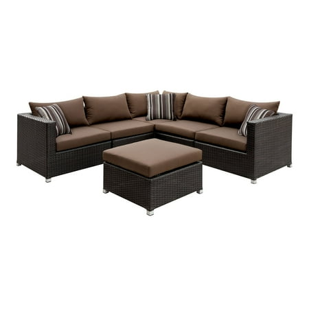Furniture of America Villaflor Patio Sectional Set with Ottoman
