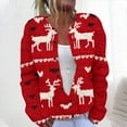 thumbnail image 5 of Brnmxoke Ugly Christmas Sweater Women Vintage Reindeer Xmas Plus Size Button Down Knitted Cardigans Open Front Crochet Fall Winter Long Sleeve Coat Red,S, 5 of 5