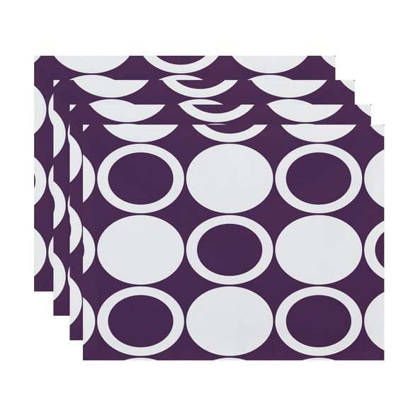 Simply Daisy, 18 x 14 inch, ModCircles, Geometric Print Placemat (Set of 4), Purple