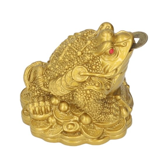 Riousery Chinese Feng Shui Wealth Lucky Money Frog Coin Toad Home Office Decoration, Gold, 2.56 inches / 6.5 cm