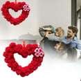 thumbnail image 5 of Gytml Valentine'S Day Heart Shaped Wreath Soft Plush Heart Wreath With Heart Clover Decor For Front Door Wedding Party Anniversary Wall Decor Gift Red-32x26, 5 of 7