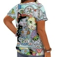 thumbnail image 2 of CLOOCL Short Sleeve T Shirt Women Tops Art Cat Painting Printed Shirt Summer Blouse, 2 of 6