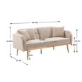 thumbnail image 3 of Accent Sofa, Convertible Loveseat Sofa Couch with 5 Rose Gold Metal Feet and 2 Pillows, Velvet Sleeper Sofa for Living Room Bedroom Apartment, Beige, 3 of 8