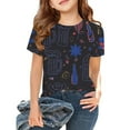 thumbnail image 2 of MIXUE Toddler Girls Tops & T-Shirts Summer Cartoon Print Round Neck Short Sleeve Loose Fit Casual Outdoor Sports Pullover T-Shirts Daily-Wear,Black,2-3 Years, 2 of 4