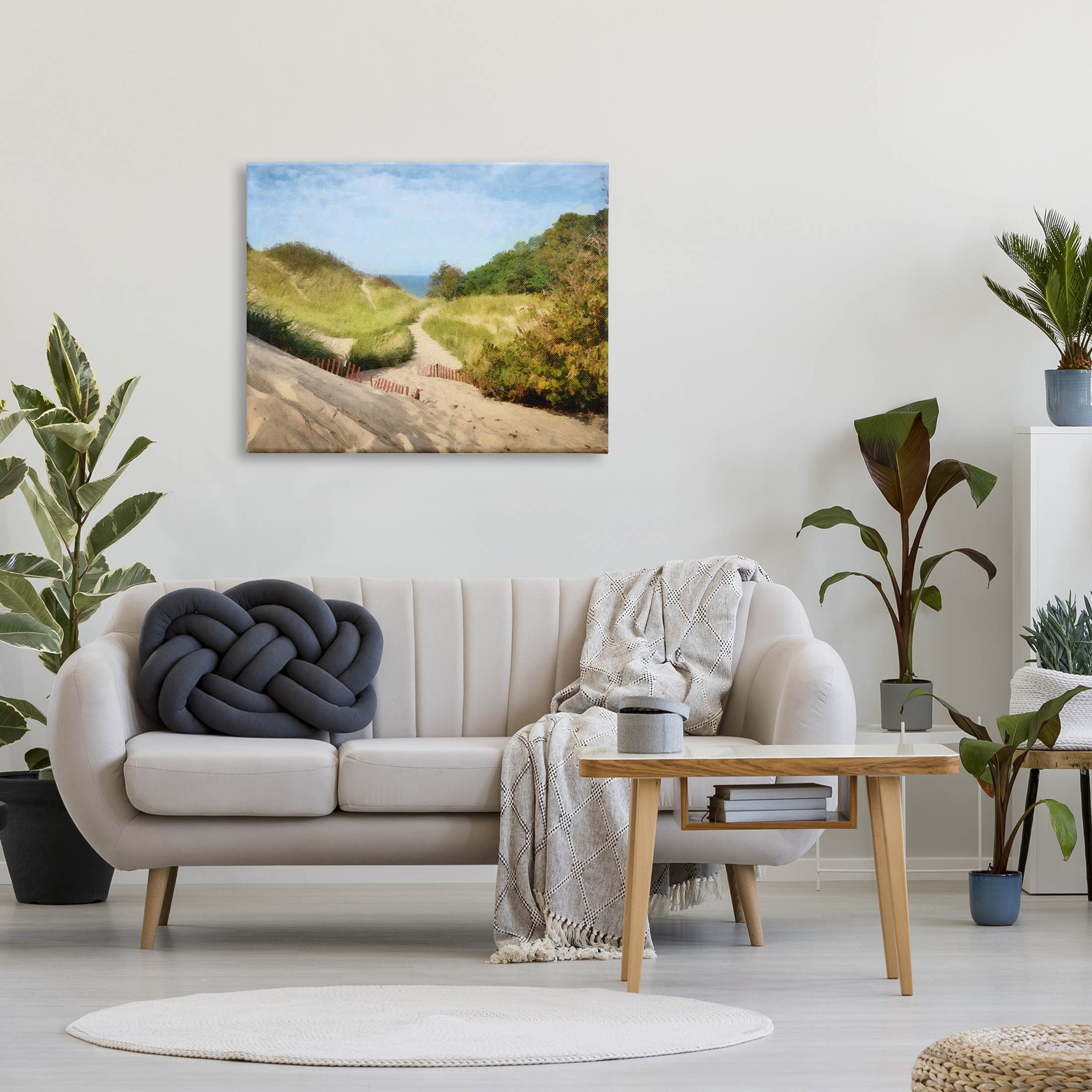 Sandy Summer Beach Path Landscape Graphic Art Gallery Wrapped Canvas Print Wall Art