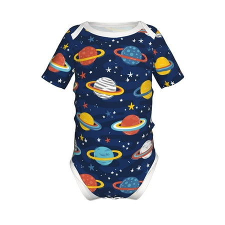 

Coaee Planets and Stars for Soft Baby Short-Sleeve Bodysuit Baby Climbing Clothes Baby Girls Boys Bodysuit Romper-12 Months