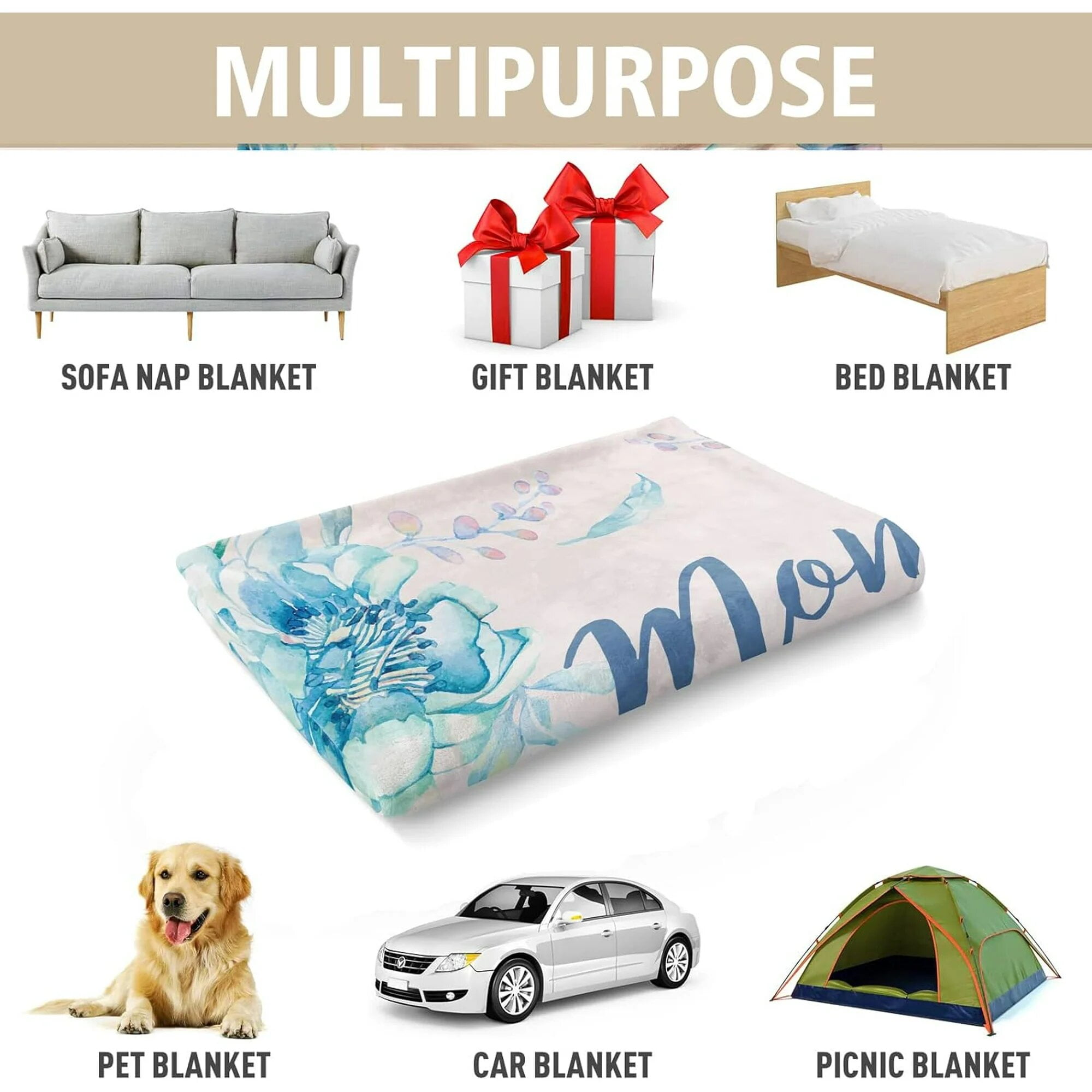 NICKSUN Blanket Gifts for Mom, Mom Birthday Gifts, Mother's Day Gifts from Daughter Son, We Love You Mom Throw Blankets Present 50" x 60"