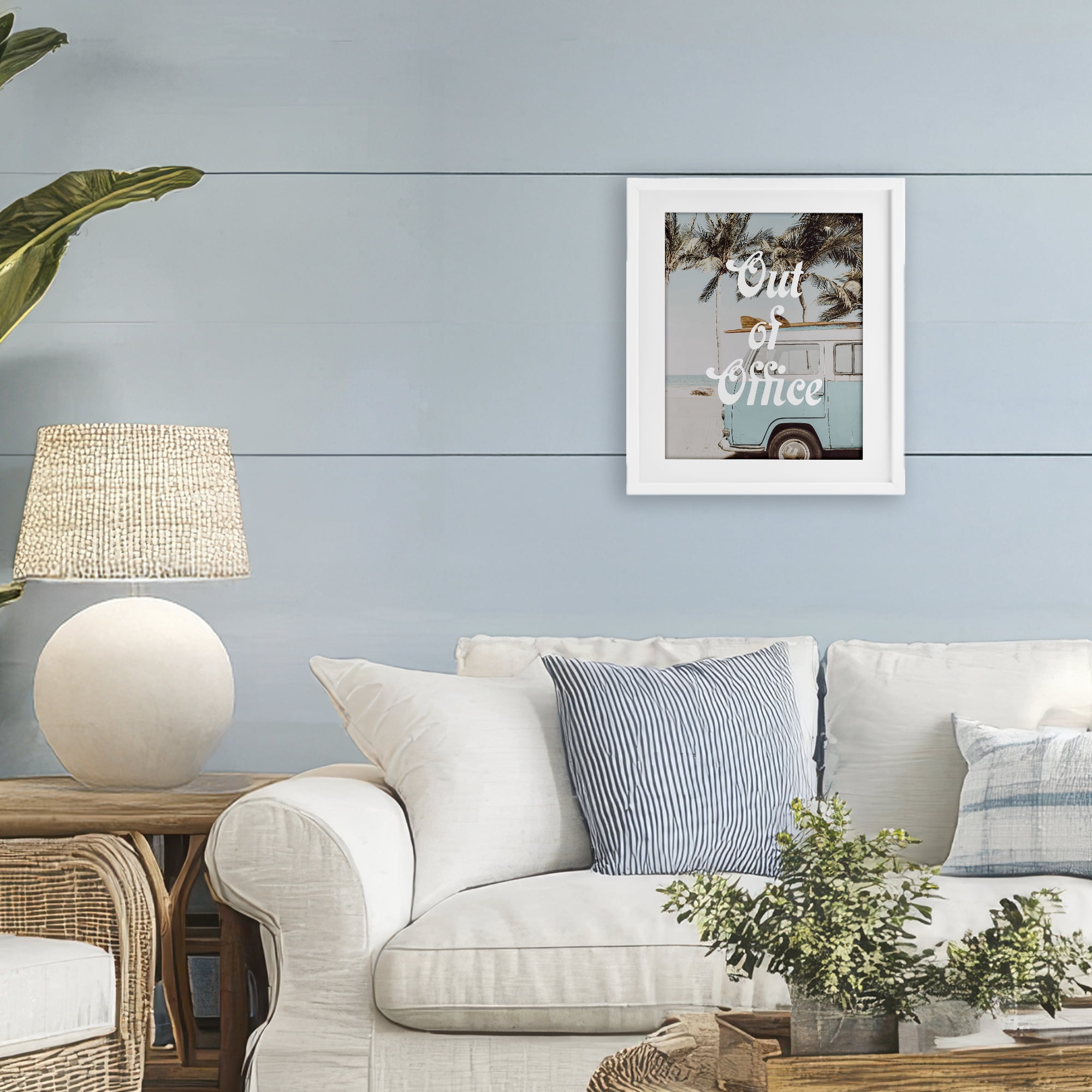 Stupell Industries Retro Out Of Office Beach White Framed Print Under Glass, design by Lil' Rue