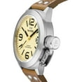 thumbnail image 3 of Mens XXL Stainless Steel Case Canteen Brown Leather Beige Dial Silver Watch - CS12, 3 of 5