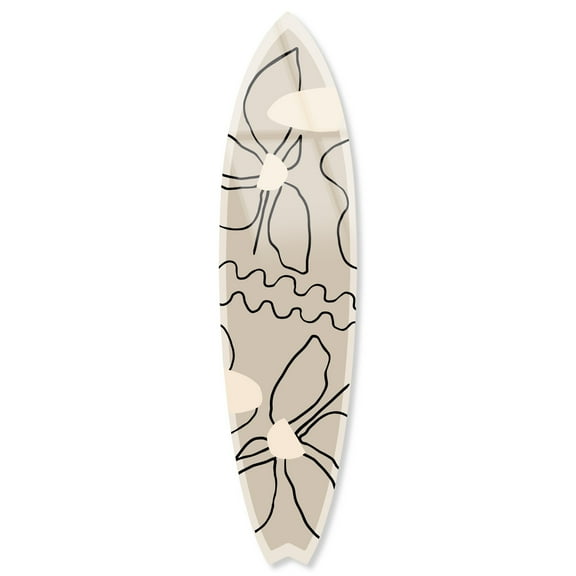 Notoriart Nature Boheme Surfboard Acrylic Wall Art Die-Cut Coastal Modern High-Gloss Home Decor, 15" x 60"