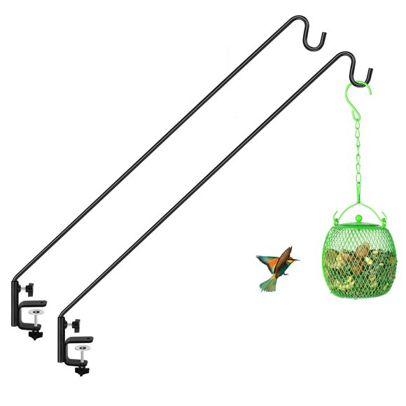 ERYTLLY 2 Packs 3 Inch Clamp Deck Hook Wall PoleWall ounted Deck Hook Extensible and Adjustable Wal!Bracket for Hanging Bird Feeder,Plants,Wind Chimes, 2Packs