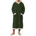 thumbnail image 2 of AnuYalue Mens Hooded Bathrobe Winter Warm Fleece Lined Sleep Gowns Soft Flannel Nightgown Long Sleeve Sleep Shirt with Pocket, 2 of 3