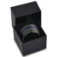 thumbnail image 3 of P. Manoukian Tungsten Wedding Band Ring 12mm for Men Women Black Blue Off Set Line Flat Cut Brushed Lifetime Guarantee Size 9, 3 of 4