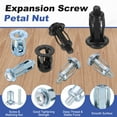 thumbnail image 3 of 12 Set M4x22.5mm Jack Nuts, Carbon Steel Zinc Finish Expansion Screw Petal Nut for Hollow Wall Iron Skin Line Use in Thin Soft Wall, Silver, 3 of 6