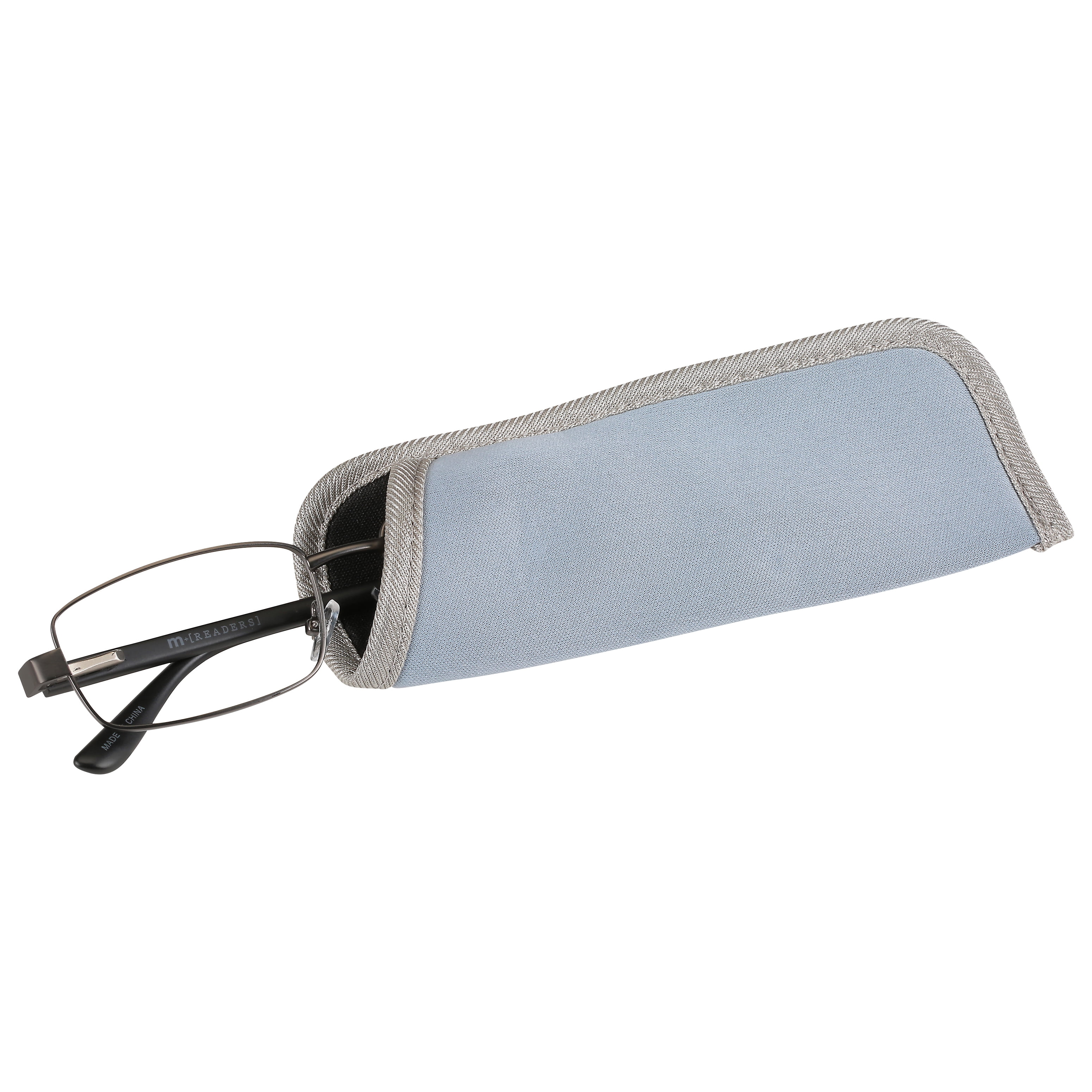 M+ Mens Rectangular Metal Reading Glasses Dgun 1.50 Reed in Gunmetal with Matte Black Temples