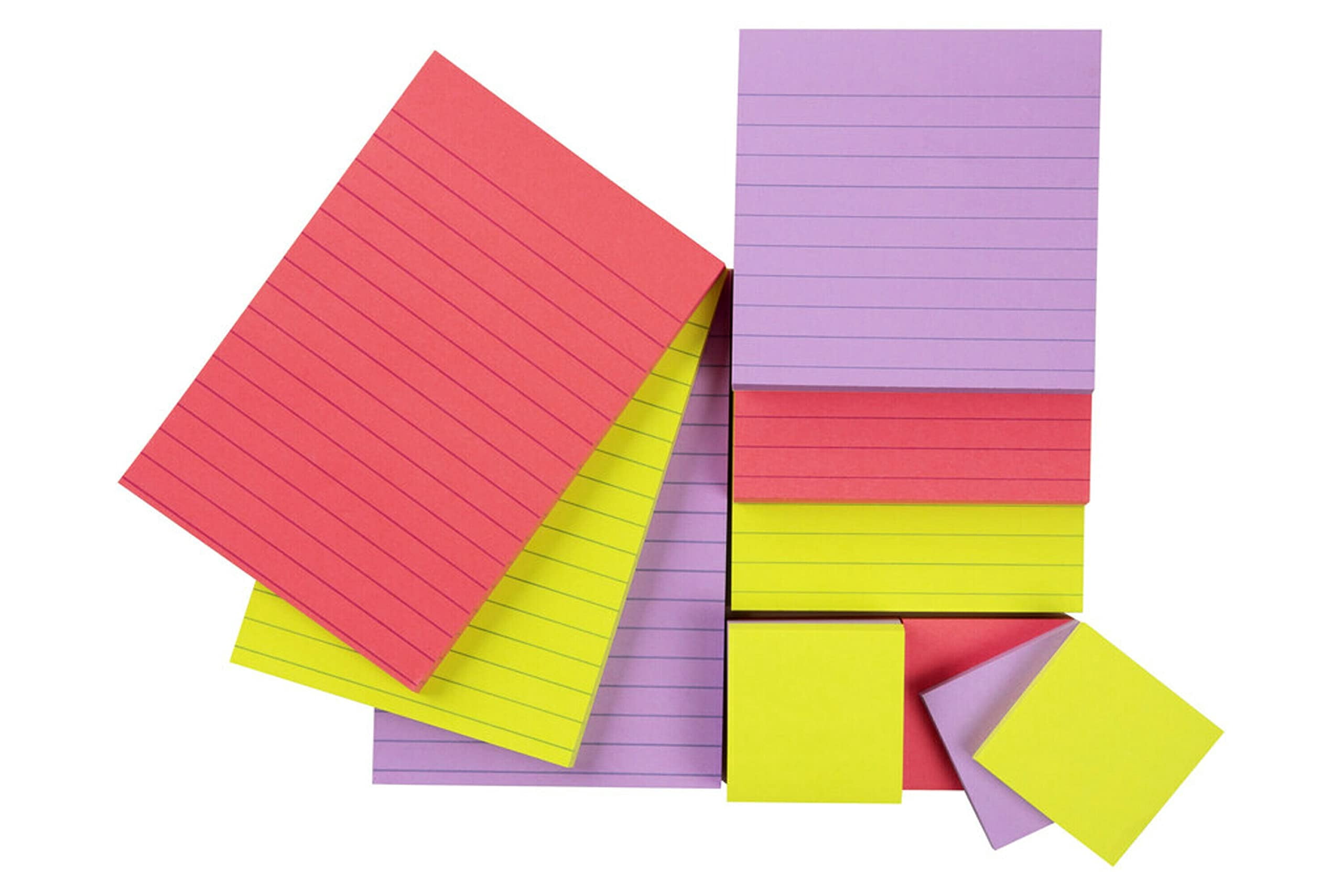 Post-it Super Sticky Notes, 's Exclusive Color Collection, Guava, Iris, Neon Green, 12 Pads/Pack, 90 Sheets/Pad, Assorted Sizes (4642-12SSMX)